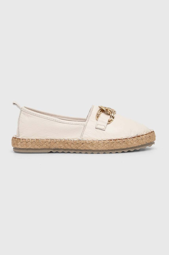 Answear.LAB espadryle skórzane płaski beżowy 24509.HWK