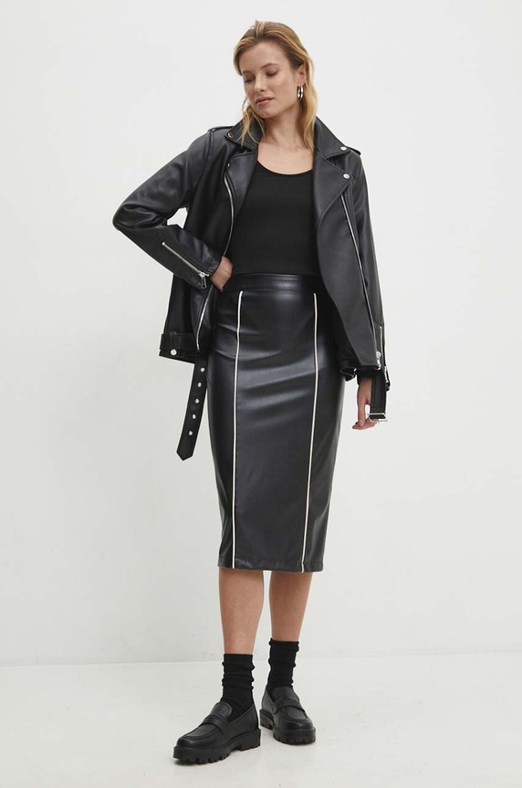 Answear Lab fustă uni negru 4522.TWK