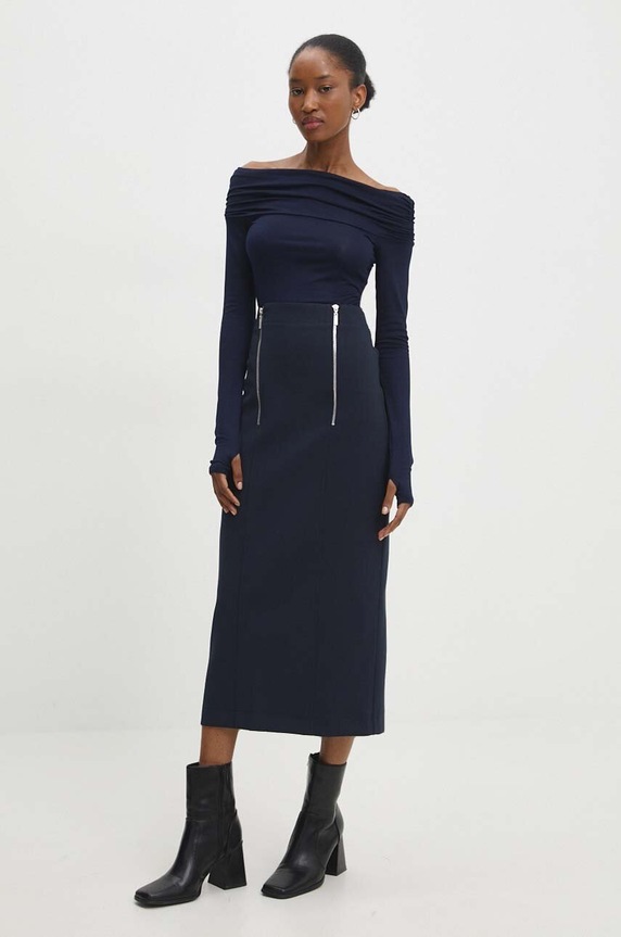 Answear.LAB spódnica z elastanem granatowy 4431.TWK