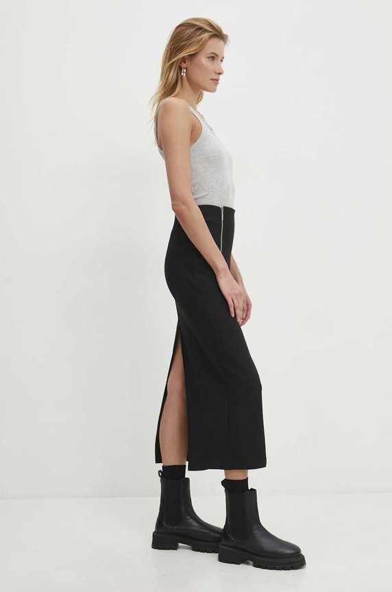 Suknja Answear.LAB bez uzorka crna 4431.TWK