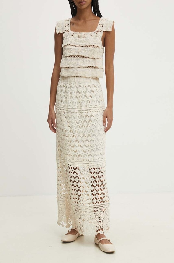 Answear.LAB spódnica bawełniana bawełna beżowy A22133.HWK