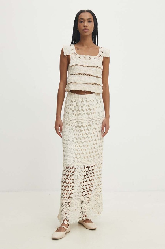 Answear.LAB spódnica bawełniana A22133.HWK beżowy WZ24