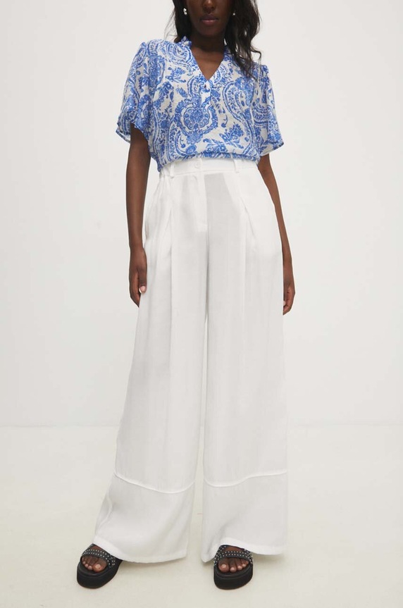 Παντελόνι Answear.LAB ψηλή λευκό 727.ijs