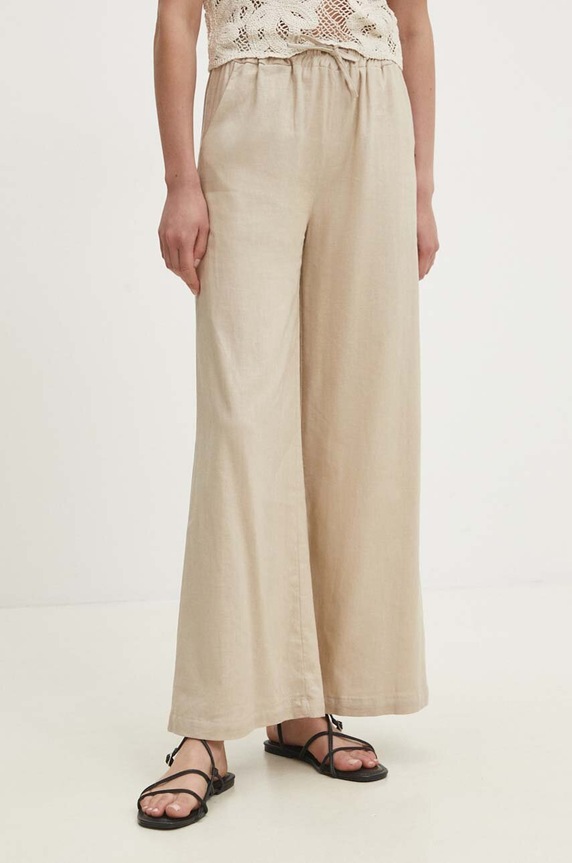 Answear.LAB spodnie z lnem tkanina beżowy Bm7992.ijs