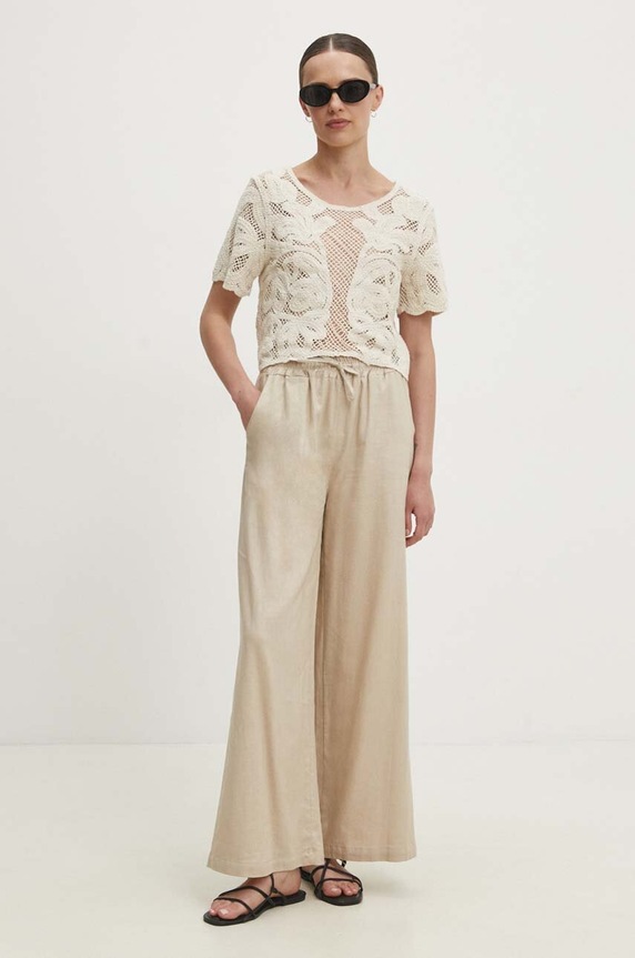 Answear.LAB spodnie z lnem Bm7992.ijs beżowy WW24