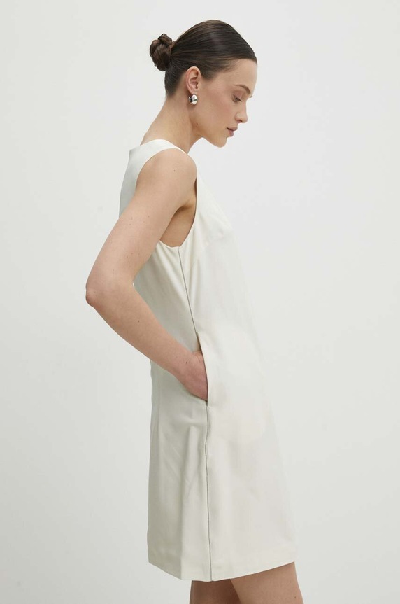 Answear.LAB sukienka tkanina beżowy pk2673.ijs