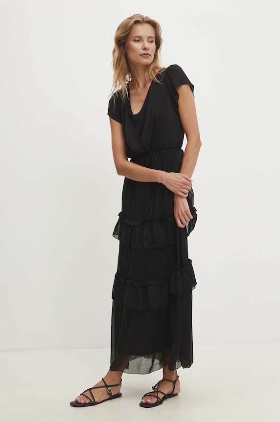Answear Lab rochie din mătase 30219.80.IKK negru WZ24