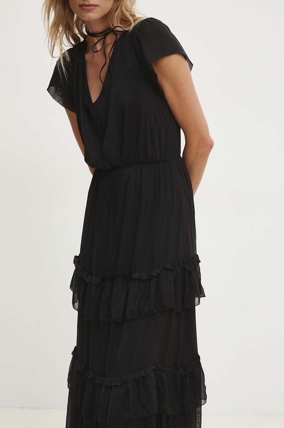 Answear Lab rochie din mătase negru 30219.80.IKK