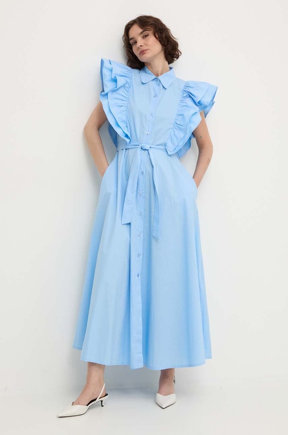 Answear Lab rochie din bumbac midi albastru 1681.iw