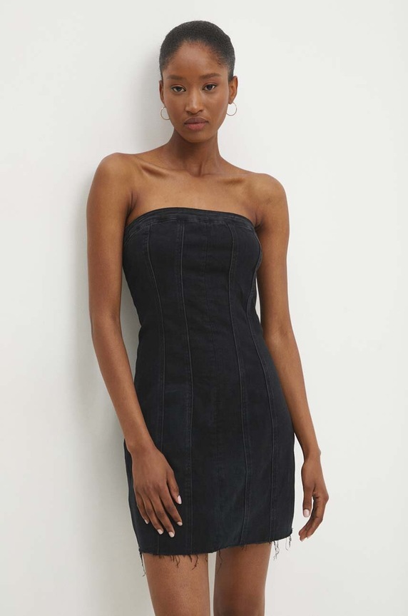 Answear Lab sukienka jeansowa z elastanem czarny rd2229.fh