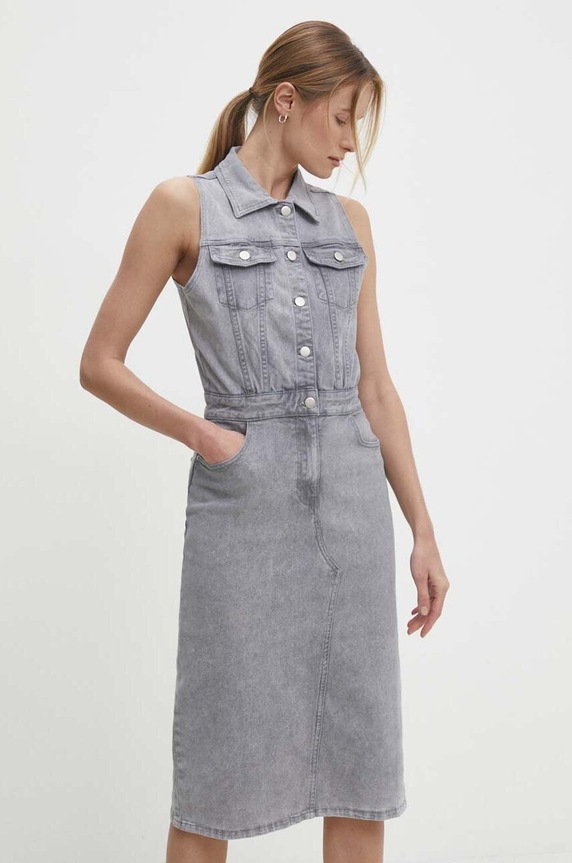 Rifľové šaty Answear.LAB rifľovina sivá RD83923.HWK