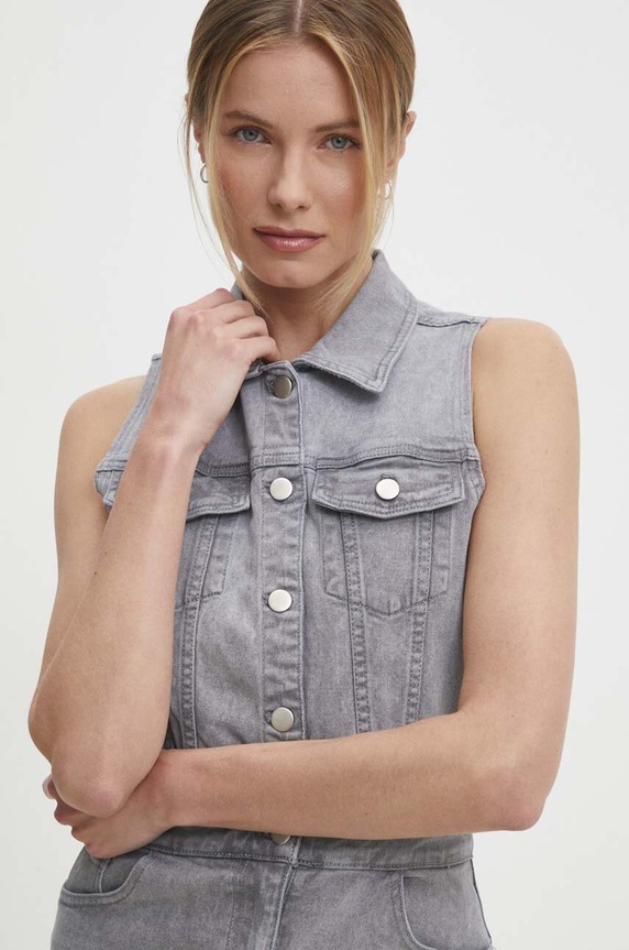 Rifľové šaty Answear.LAB sivá RD83923.HWK