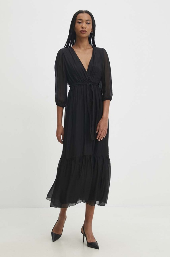 Answear Lab rochie midi negru fm24291.80.ijs