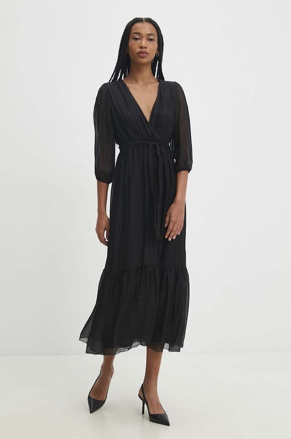Answear Lab rochie midi negru fm24291.80.ijs