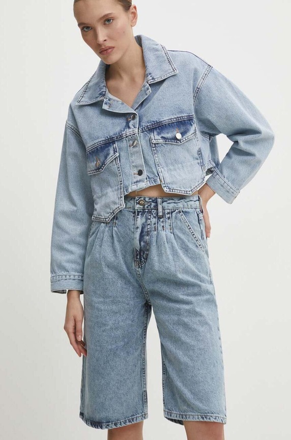 Answear Lab pantaloni scurti jeans bumbac albastru 6096.td