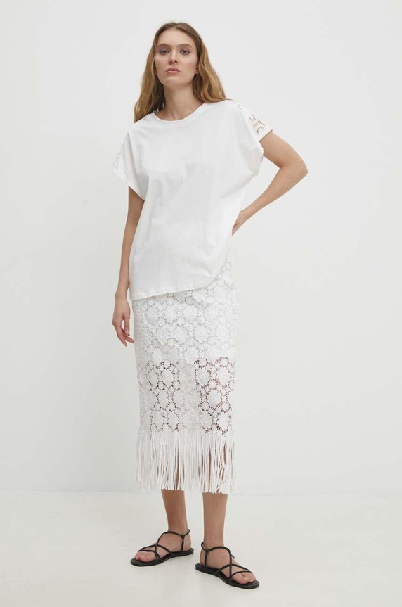 Answear Lab tricou din bumbac WH236.HWK alb WW24