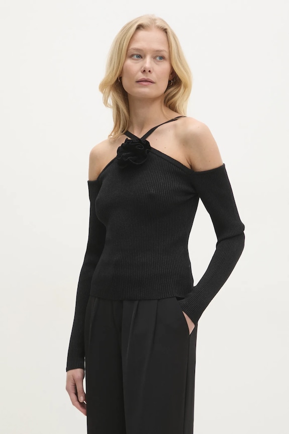 Blúzka Answear.LAB slim čierna 8414605.hos