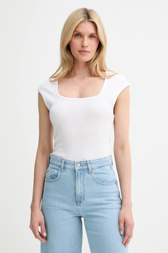 Βαμβακερό μπλουζάκι Answear.LAB slim λευκό LTS.149IRMAWHI.ums