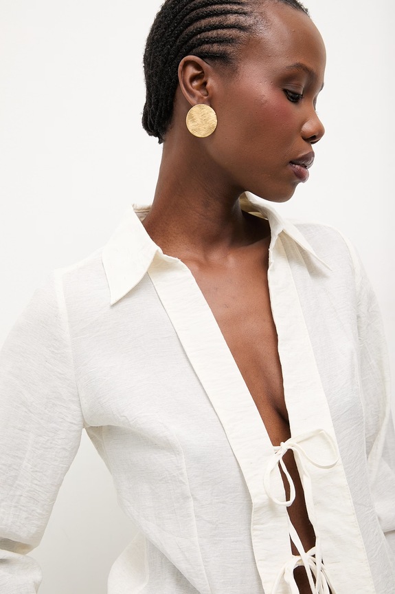 Λινό πουκάμισο Answear.LAB μπεζ LWT.225SHERIDAN.ums