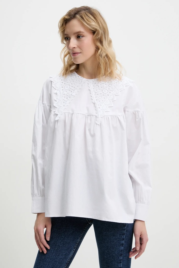 Μπλουζάκι Answear.LAB μακρύ λευκό lu8544.fos