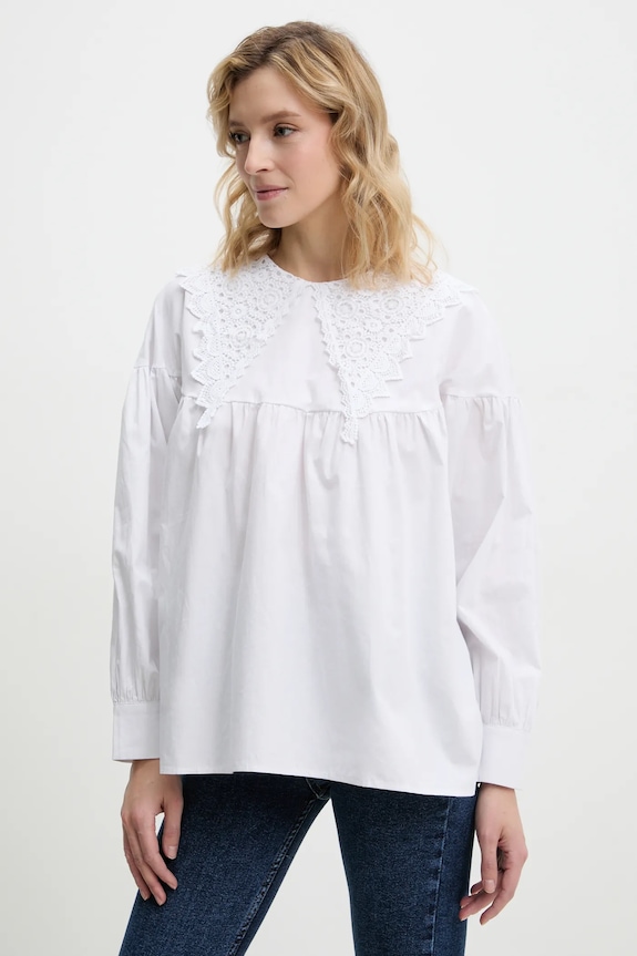 Μπλουζάκι Answear.LAB μακρύ λευκό lu8544.fos