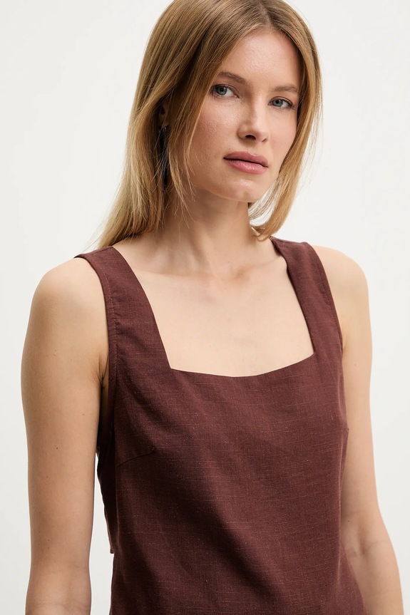 Answear Lab bluza din in maro 3119.fos