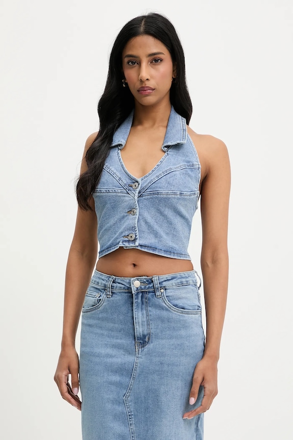Answear Lab bluza subtire de blugi cu guler albastru h693.1.fos