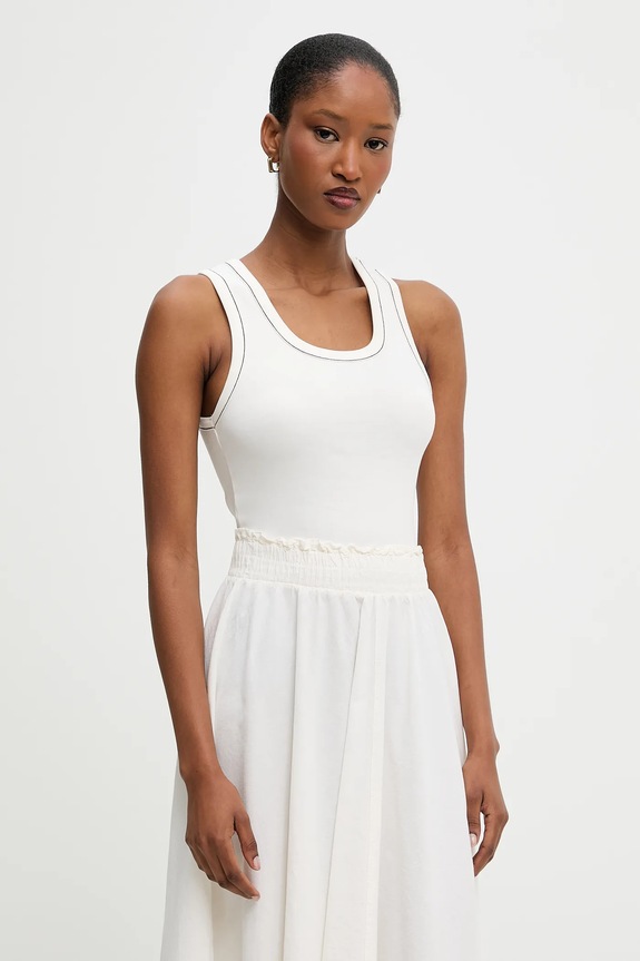 Answear Lab top din bumbac uni alb 1929.tos
