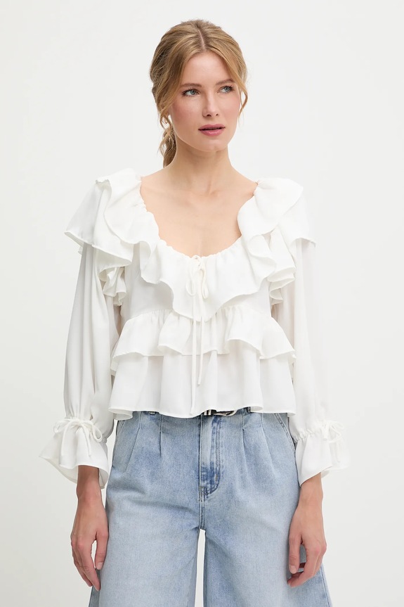 Μπλουζάκι Answear.LAB μακρύ λευκό 15659.fh