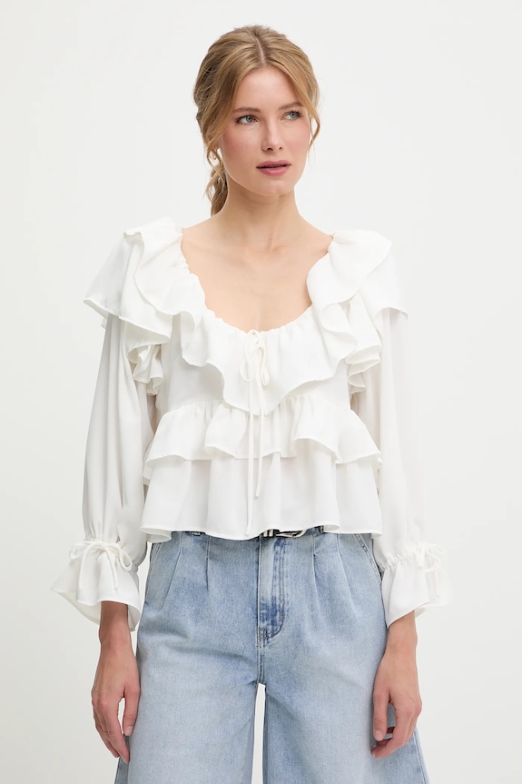 Μπλουζάκι Answear.LAB μακρύ λευκό 15659.fh