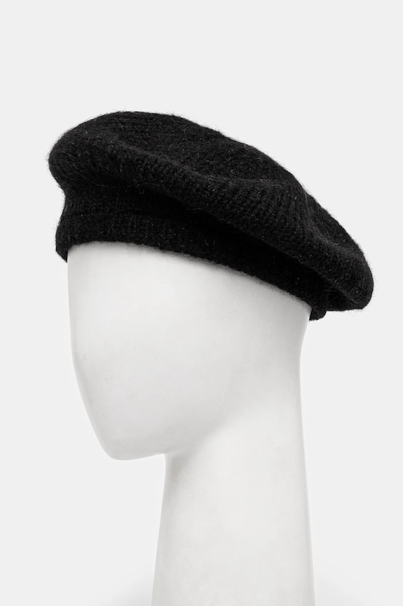 Vlnená baretka Answear.LAB melanž čierna 1169.CMS