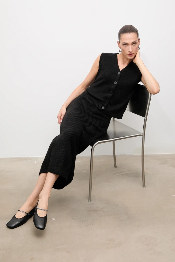 Answear Lab set din lana tricotaj negru sc.350.sc352.fos