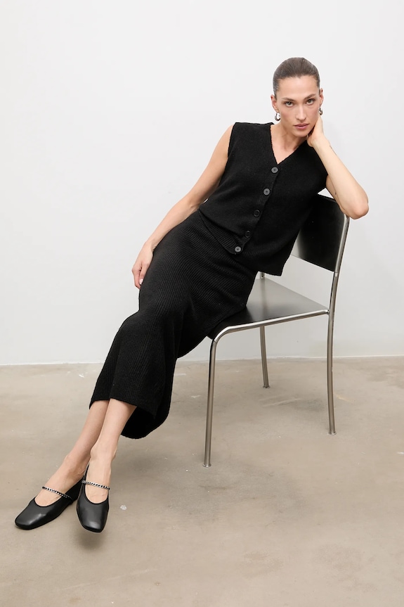 Answear Lab set din lana tricotaj negru sc.350.sc352.fos