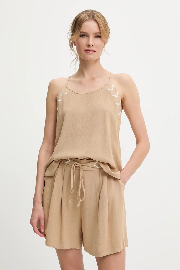 Μπλούζα και σορτς από λινό Answear.LAB ύφασμα μπεζ AG1995.1993.hlk