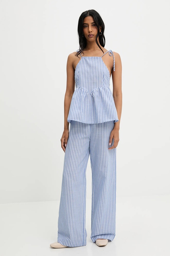 Answear Lab bluză și pantaloni panza albastru az1568.fos