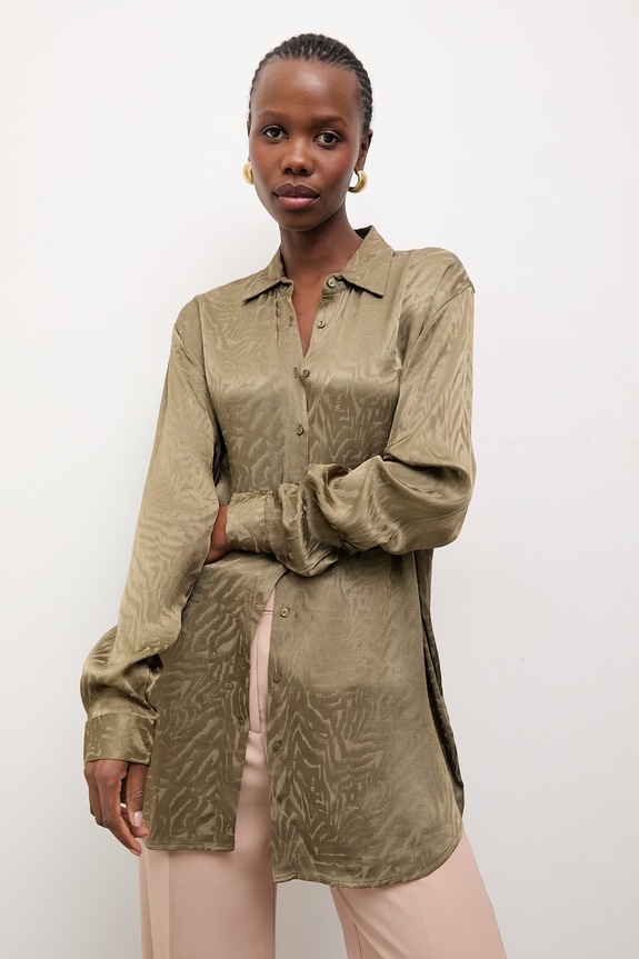 Ρούχα Πουκάμισο Answear.LAB 34210.TMS πράσινο