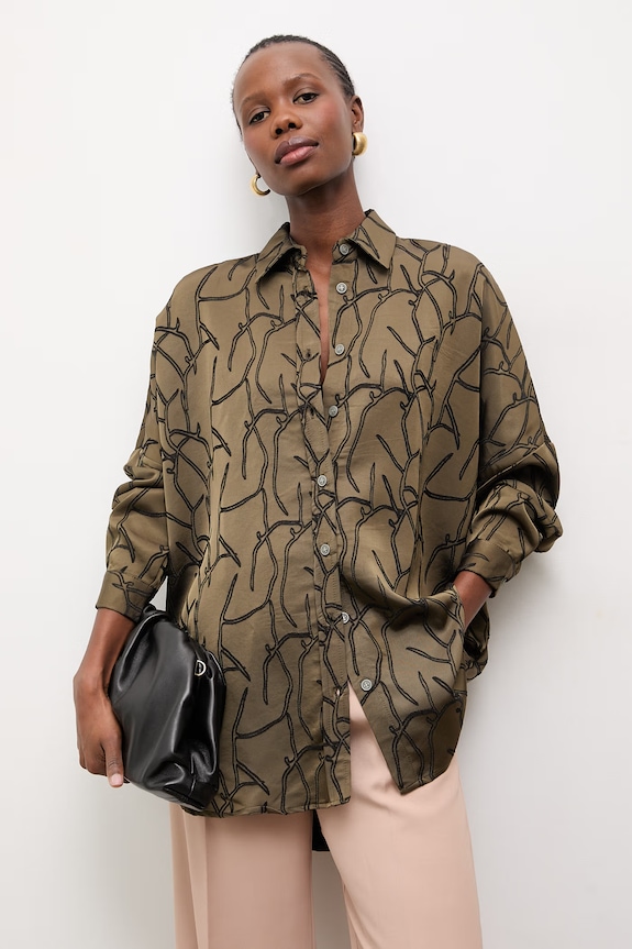 Answear.LAB camicia tessuto elasticizzato verde 34243.TMS