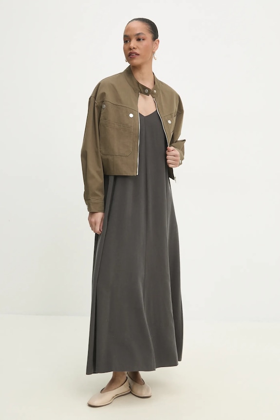 Bavlnená bunda Answear.LAB oversize zelená pk2856.ILK