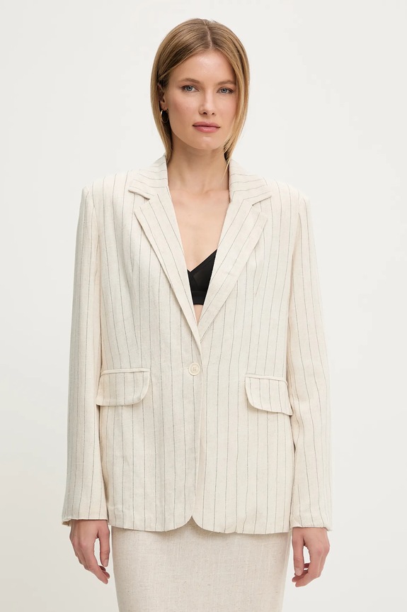 Λινό πανωφόρι Answear.LAB λεπτό μοτίβο μπεζ 6466.hos