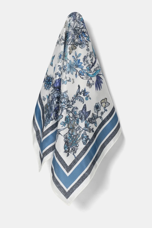 Answear Lab apaszka jedwabna tkanina niebieski SMALL.SILK.flk