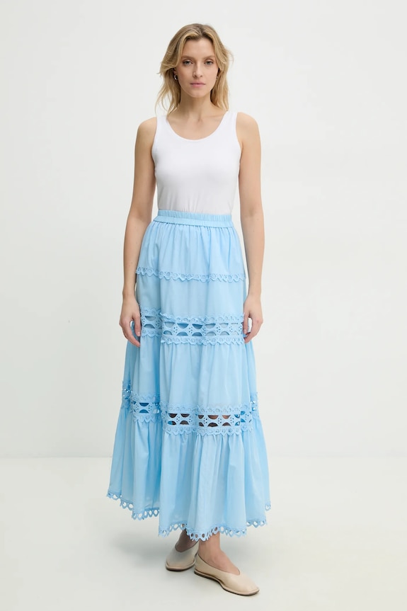 Βαμβακερή φούστα Answear.LAB casual μπλε 81015.FKK