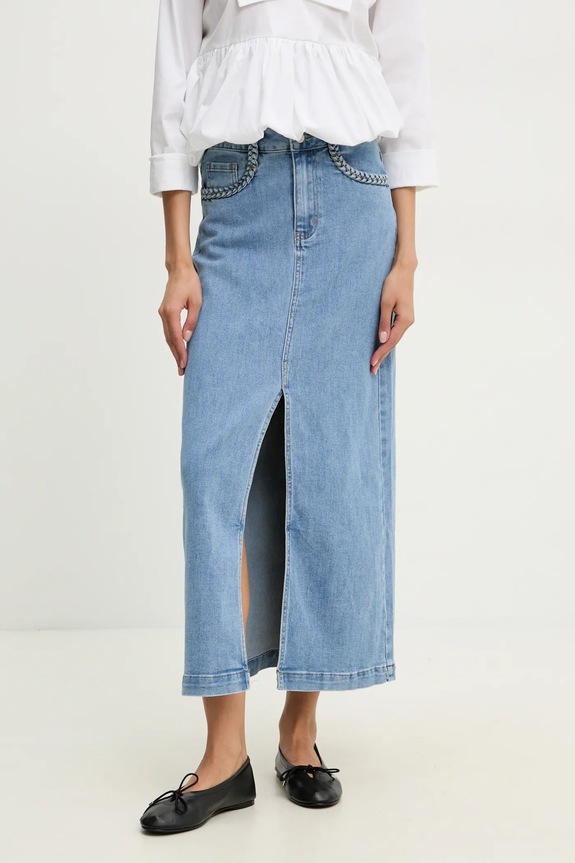 Τζιν φούστα Answear.LAB με ελαστάν μπλε Q175.HWK