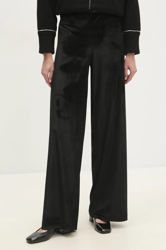 Answear.LAB pantaloni in velluto alta nero 92798.IKK