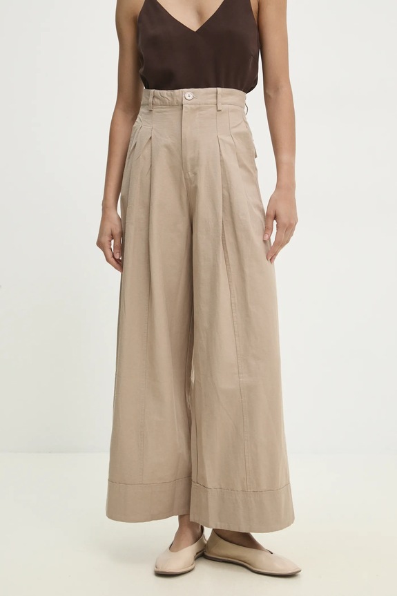 Answear Lab pantaloni de bumbac pk14747.ILK bej WW25