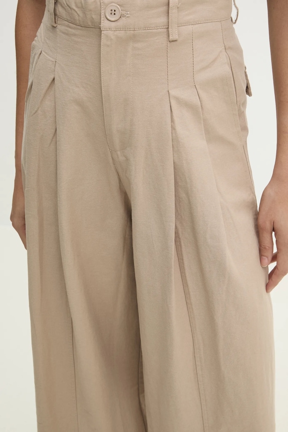 Answear Lab pantaloni de bumbac bej pk14747.ILK