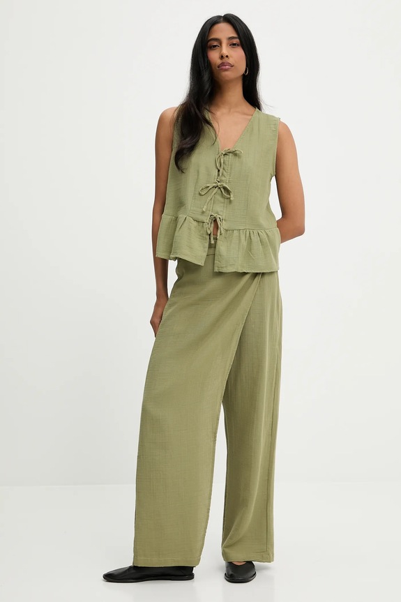 Βαμβακερό παντελόνι Answear.LAB P28.3498.tos πράσινο WW25