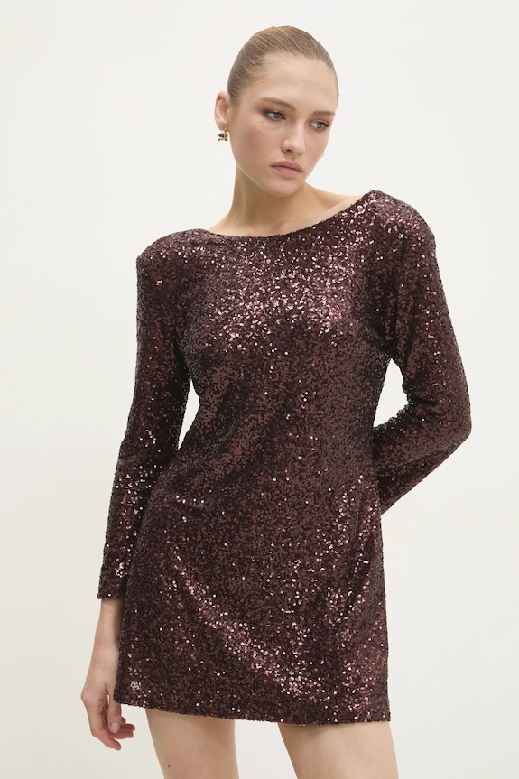 Φόρεμα Answear.LAB με ελαστάν καφέ 92809.IKK