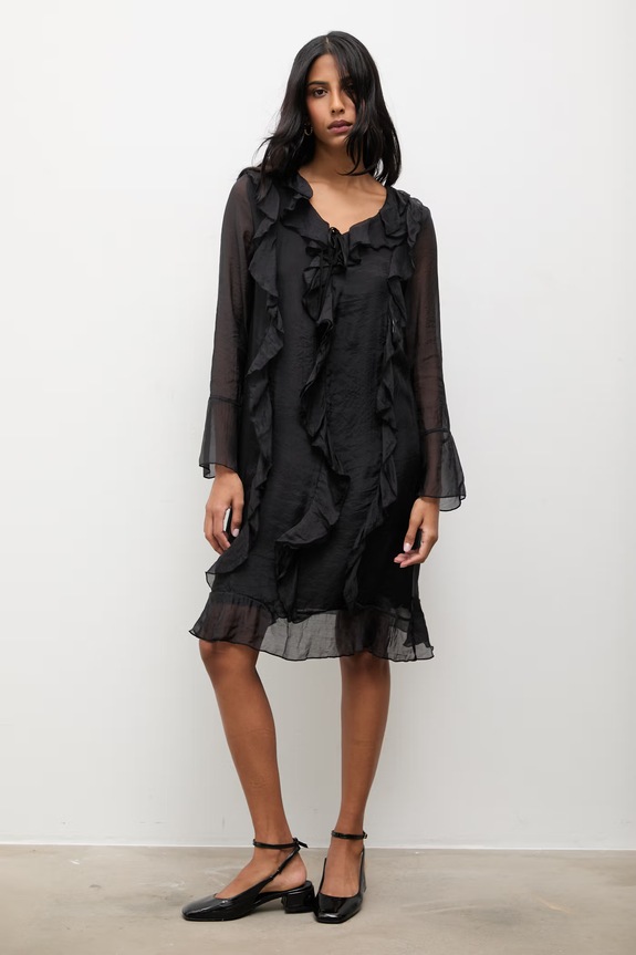 Šaty Answear.LAB látka čierna d1058.ios