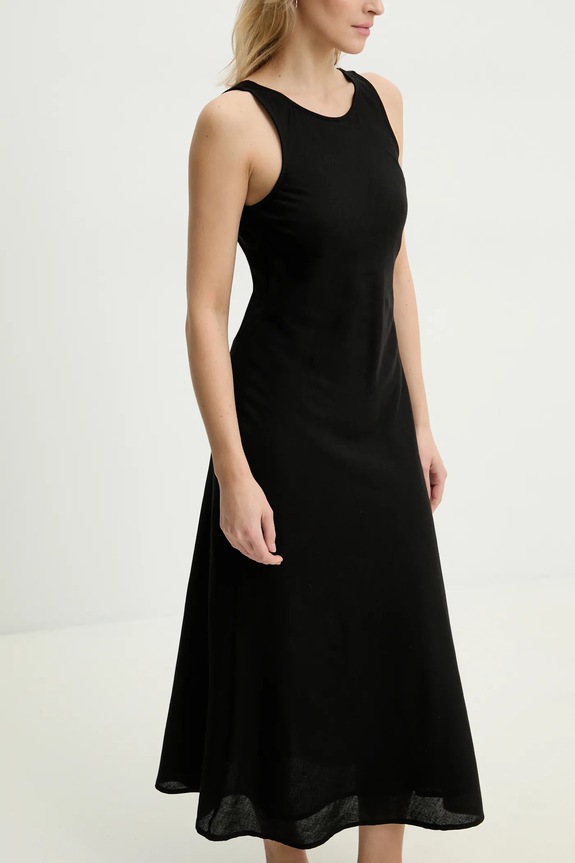 Φόρεμα με λινό Answear.LAB casual μαύρο NL245958.ums