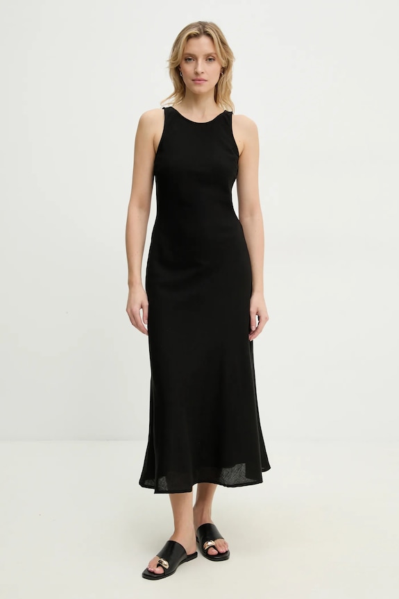 Φόρεμα με λινό Answear.LAB NL245958.ums μαύρο WW25